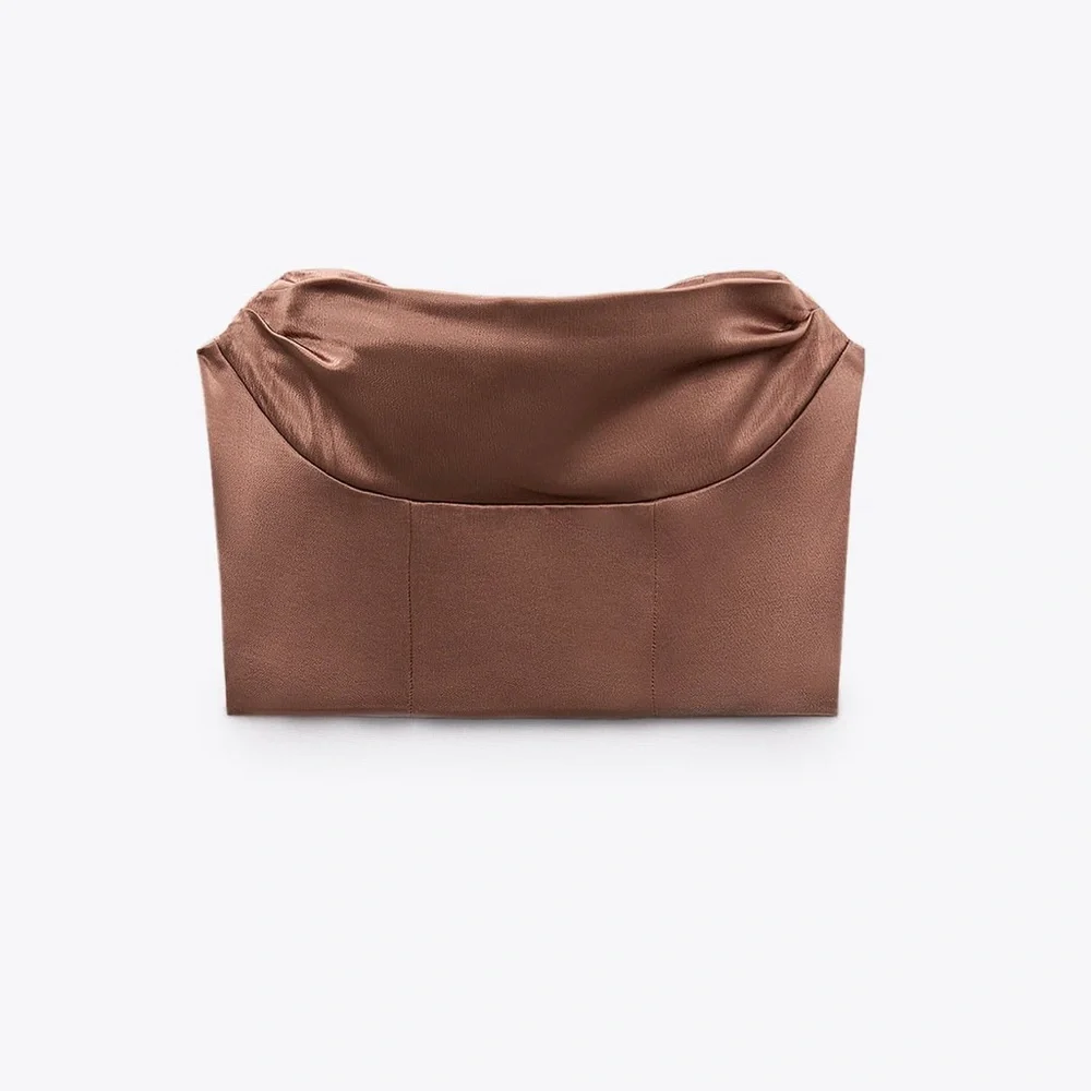Zara Satin Mauve Crop Top